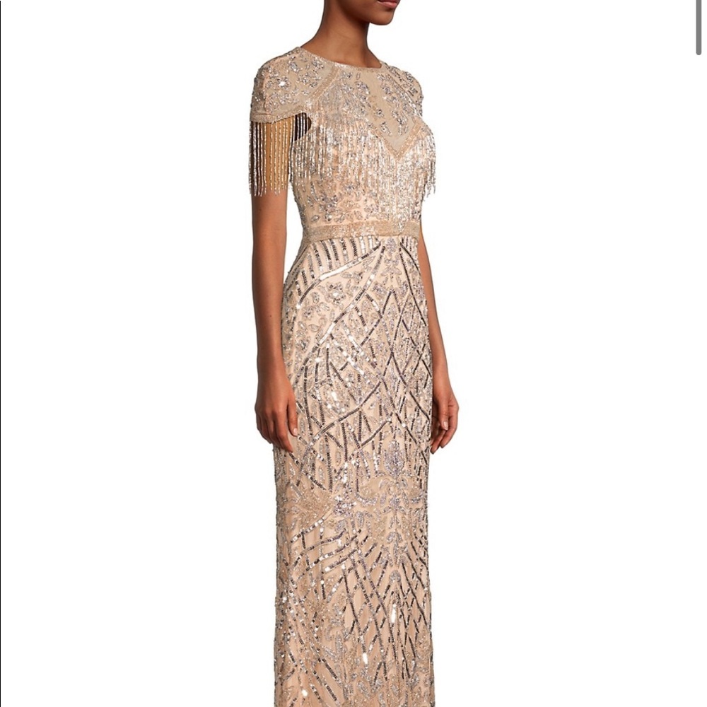 Mac Duggal Military Style Fringe Sheath Dress - PLUS SIZE
